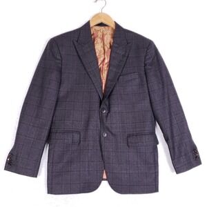 STUDIOSUITS Blazer Peak Lapel Grey Glen Plaid Sport Coat Paisley Lining Sz 40